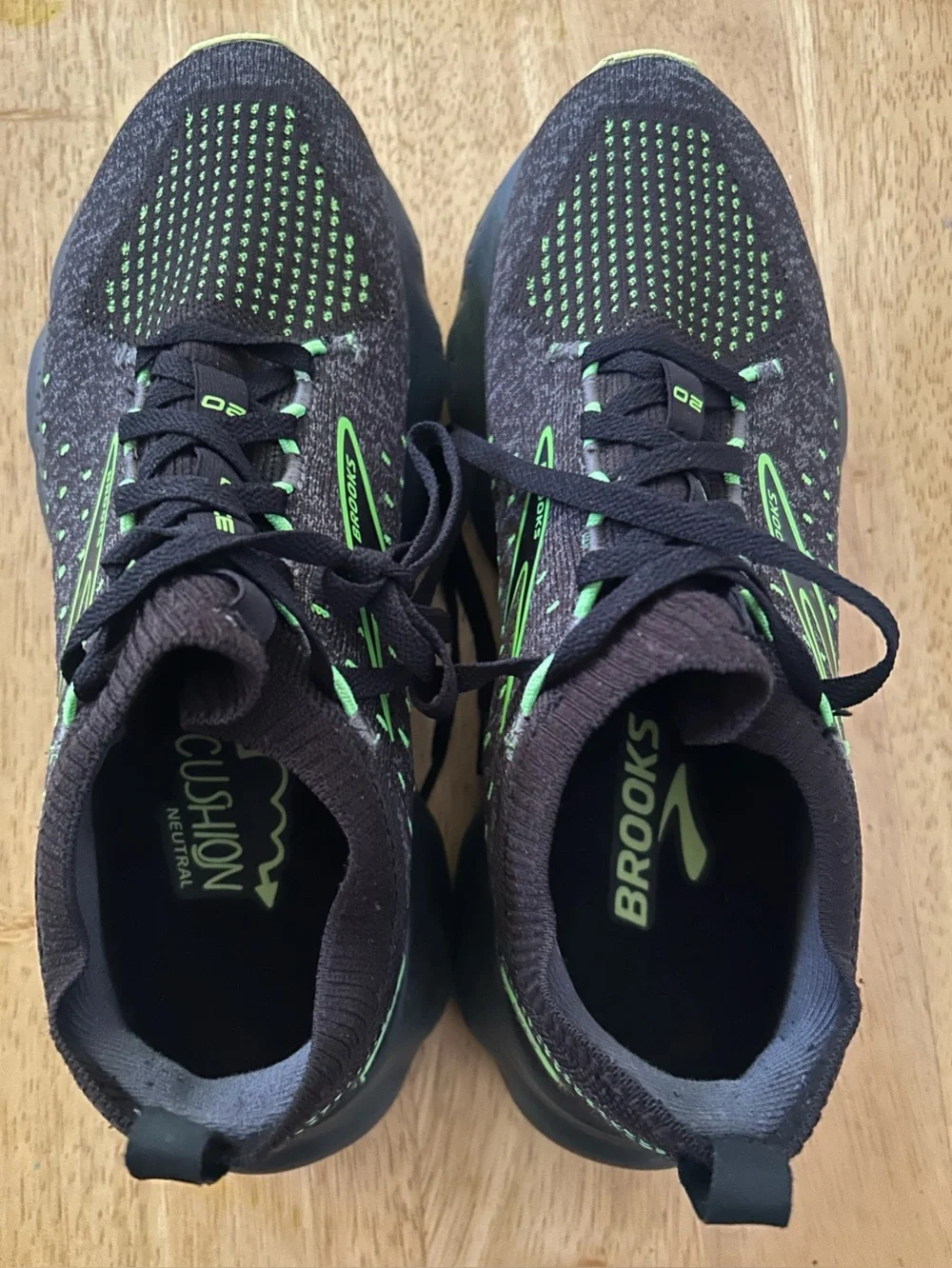 Brooks Glycerin 20 Stealth Knit  Mens Black Green Neon Shoe Sneakers Size 7